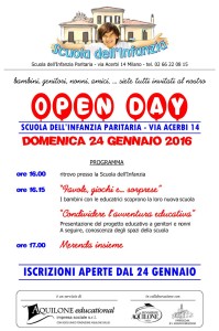 2016 Volantino open day COLORE - ISCRIZIONI APERTE